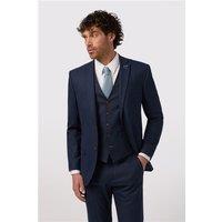 Antique Rogue Navy Blue Texture Stretch Men's Suit Jacket