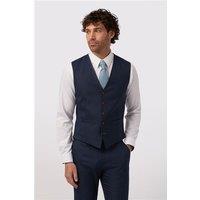 Antique Rogue Navy Blue Texture Stretch Waistcoat