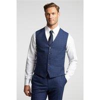 Ted Baker Slim Fit Navy Blue Soft Check Waistcoat