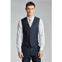 Ted Baker Slim Fit Texture Navy Blue Rust Check Waistcoat by Suit Direct