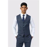 Ted Baker Slim Fit Byrne Navy Blue Plum Check Waistcoat
