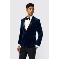 Ted Baker Slim Fit Navy Blue Teal Velvet Men's Suit Jacket
