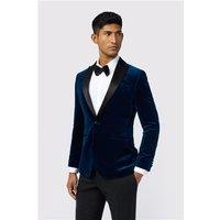 Ted Baker Slim Fit Navy Blue Teal Velvet Men's Suit Jacket
