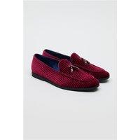 Bennett and Baxter Antique Rogue Henry Burgundy Velvet Loafer by Suit Direct