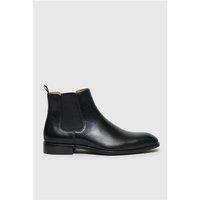Racing Green Collins Black Leather Chelsea Boots