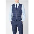 Antique Rogue Slim Fit Navy Blue Tweed with Blue Overcheck Waistcoat