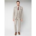 Antique Rogue Slim Fit Cream and Taupe Tweed Checked Waistcoat