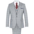 Gibson London Grey Tailored Men's Suit Jacket With Bold Purple Check
