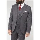 Gibson London Burgundy and Grey Mouline Navy Men's Suit Jacket