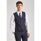 Ted Baker Slim Fit Navy Blue High Twist Check Waistcoat