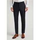 Ted Baker Navy Blue Textured Rust Check Slim Fit Men's Trousers