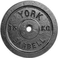 York 15kg Black Cast Iron 1Inch Plate