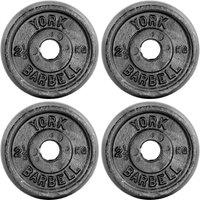 York 4 x 2.5kg Black Cast Iron 1Inch Plates