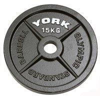 York 15kg Hammertone Cast Iron Olympic Plate