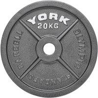 York 20kg Hammertone Cast Iron Olympic Plate