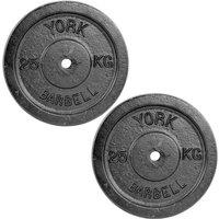 York 2 x 25kg Black Cast Iron 1Inch Plates
