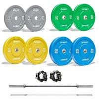 Spirit Fitness 115kg Olympic Rubber Bumper Weight Set with 6ft Bar