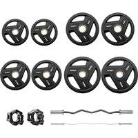 Spirit Fitness 45kg Olympic Rubber Tri Grip Weight Set with EZ Curl Bar