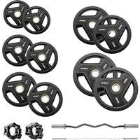 Spirit Fitness 75kg Olympic Rubber Tri Grip Weight Set with EZ Curl Bar