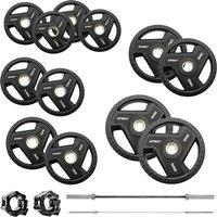Spirit Fitness 90kg Olympic Rubber Tri Grip Weight Set with 7ft Bar