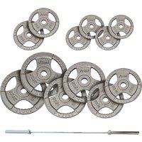 Fuel Fitness 130kg Olympic Tri Grip Cast Iron Weight Set with 7ft Bar