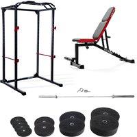 Viavito Home Gym and 130kg Rubber Crumb Bumper Olympic Weight Set