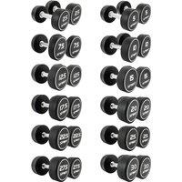 Spirit Fitness 2.5kg to 30kg Round Rubber Dumbbells Set - 12 pairs