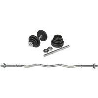 Viavito 20kg Black Cast Iron Dumbbell Set with 4ft EZ Curl Bar