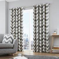 Fusion Chevron Ready Made Eyelet Curtains Grey