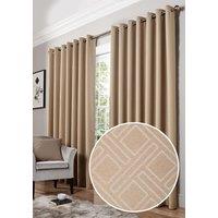 Diamond Ready Made Blackout Eyelet Curtains Mink
