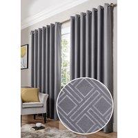 Diamond Blackout Ready Made Eyelet Curtains Silver