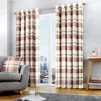 Fusion Balmoral Check Lined Ready Made Eyelet Curtains Blush