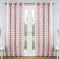 Antigua Eyelet Ready Made Single Voile Curtain Blush