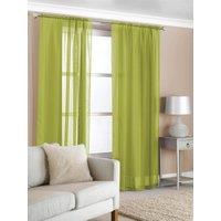 Slot Top (Pair) Ready Made Voile Curtains Olive