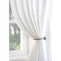 Boucle Stripe Ready Made Single Voile Curtain Natural