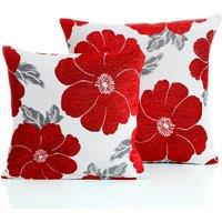 Poppy Chenille Filled Cushion 45cm x 45cm Red