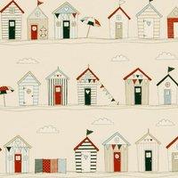 Beach Huts Fabric Blue