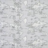 Maps Fabric Grey