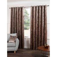 Plush Ready Made Lined Eyelet Curtains Champagne