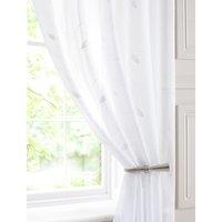 Leaf Ready Made Single Voile Curtain White