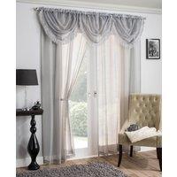 Crystal / Savannah Rod Pocket Ready Made Single Voile Curtain Silver