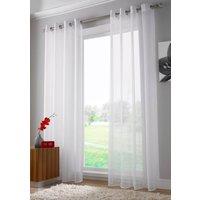 Plain Ring Top Ready Made Single Voile Curtain White