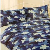 Camouflage Blue 66x72 Ready Made Pencil Pleat Curtains