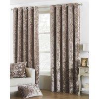 Paoletti Verona Crushed Velvet Lined Ready Made Eyelet Curtains Oyster
