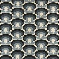 Orla Kiely - Seventies Flower Oval Fabric Cool Grey