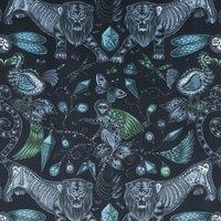 Emma Shipley Extinct Velvet Fabric Navy