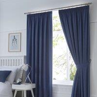 Fusion Dijon Blackout Ready Made Pencil Pleat Curtains Navy