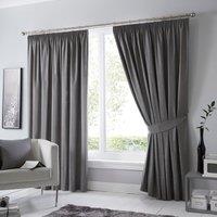 Fusion Dijon Blackout Ready Made Pencil Pleat Curtains Charcoal