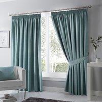 Fusion Dijon Blackout Ready Made Pencil Pleat Curtains Duckegg