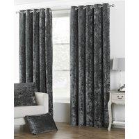 Paoletti Verona Crushed Velvet Lined Ready Made Eyelet Curtains Pewter